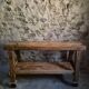 French industrial kitchen island, antique work table in chestnut and oak, circa 1900.