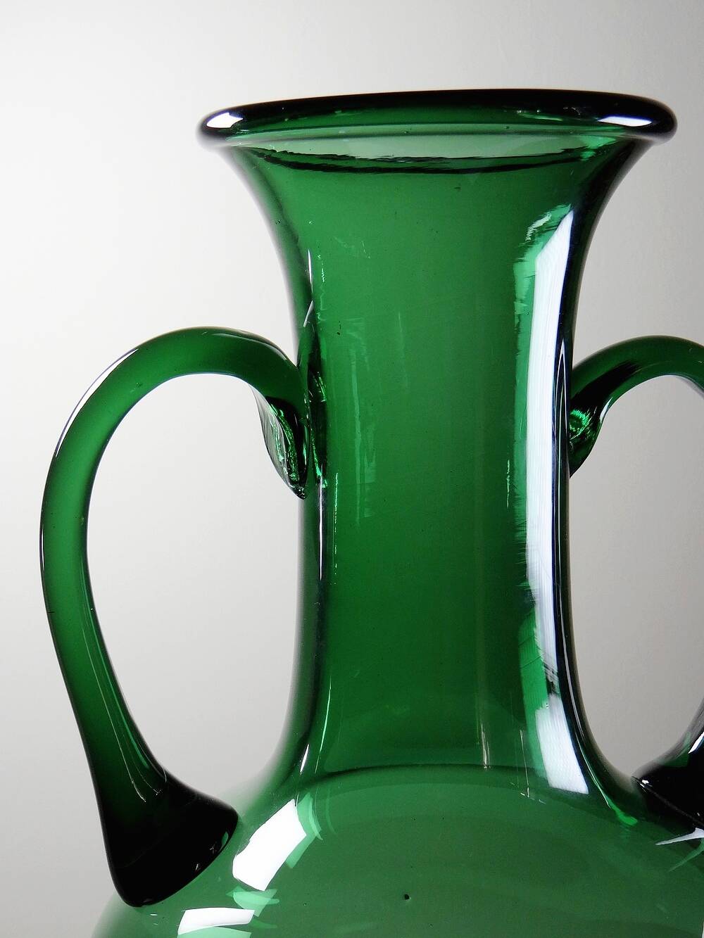 Vintage mouth-blown Etruscan style Empoli amphora vase