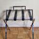 Luggage rack in chrome steel and leather 80s