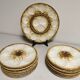Service à huitres / coquillages vintage de 10 assiettes + 1 plat en faience de longchamp france