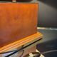 70s leather and wood pagoda lamps