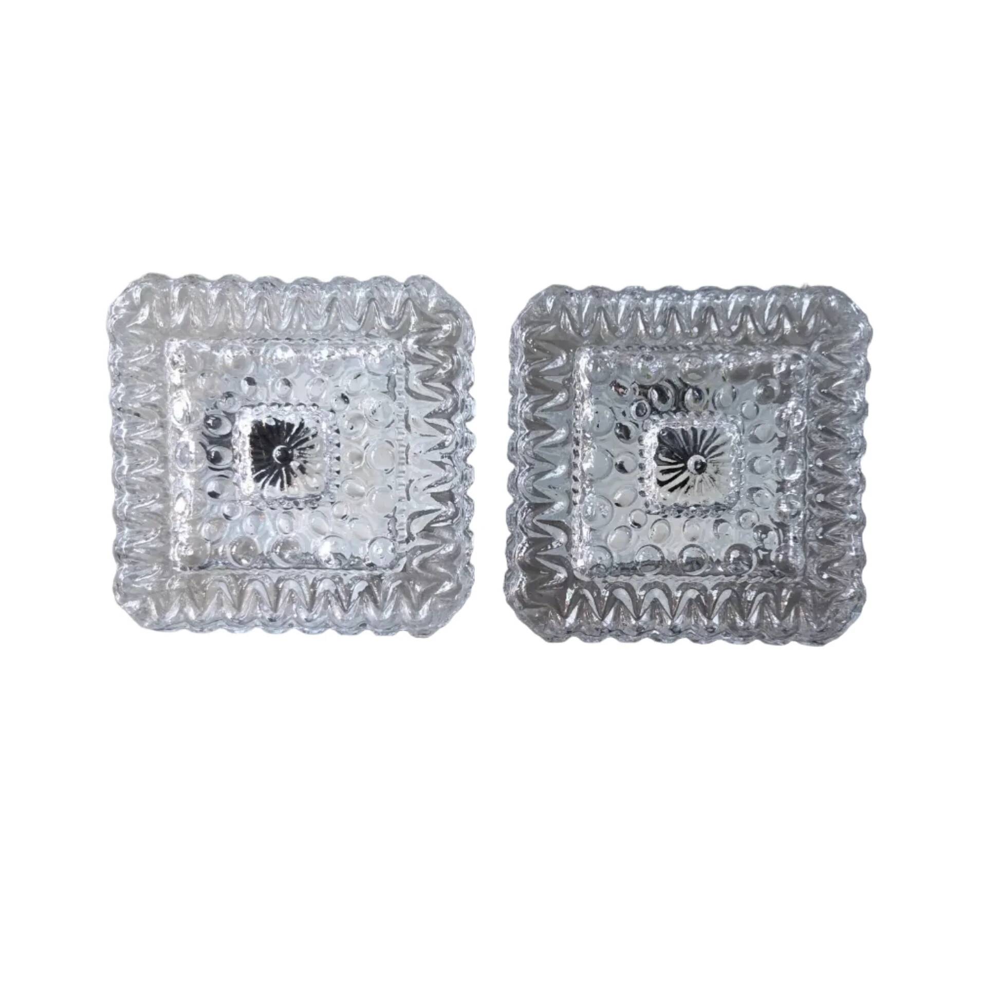 Pair of ceiling lights or moulded glass wall lights.