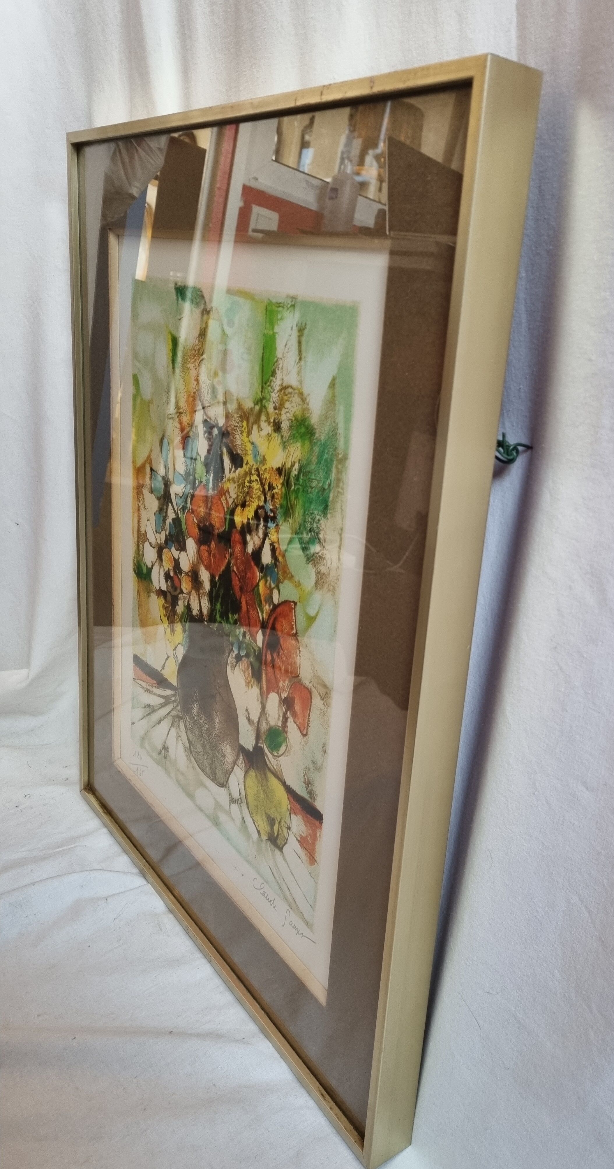 Lithograph by Claude Sauzet "Bouquet" from 1983