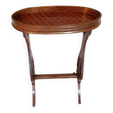 Small vintage marquetry pedestal table