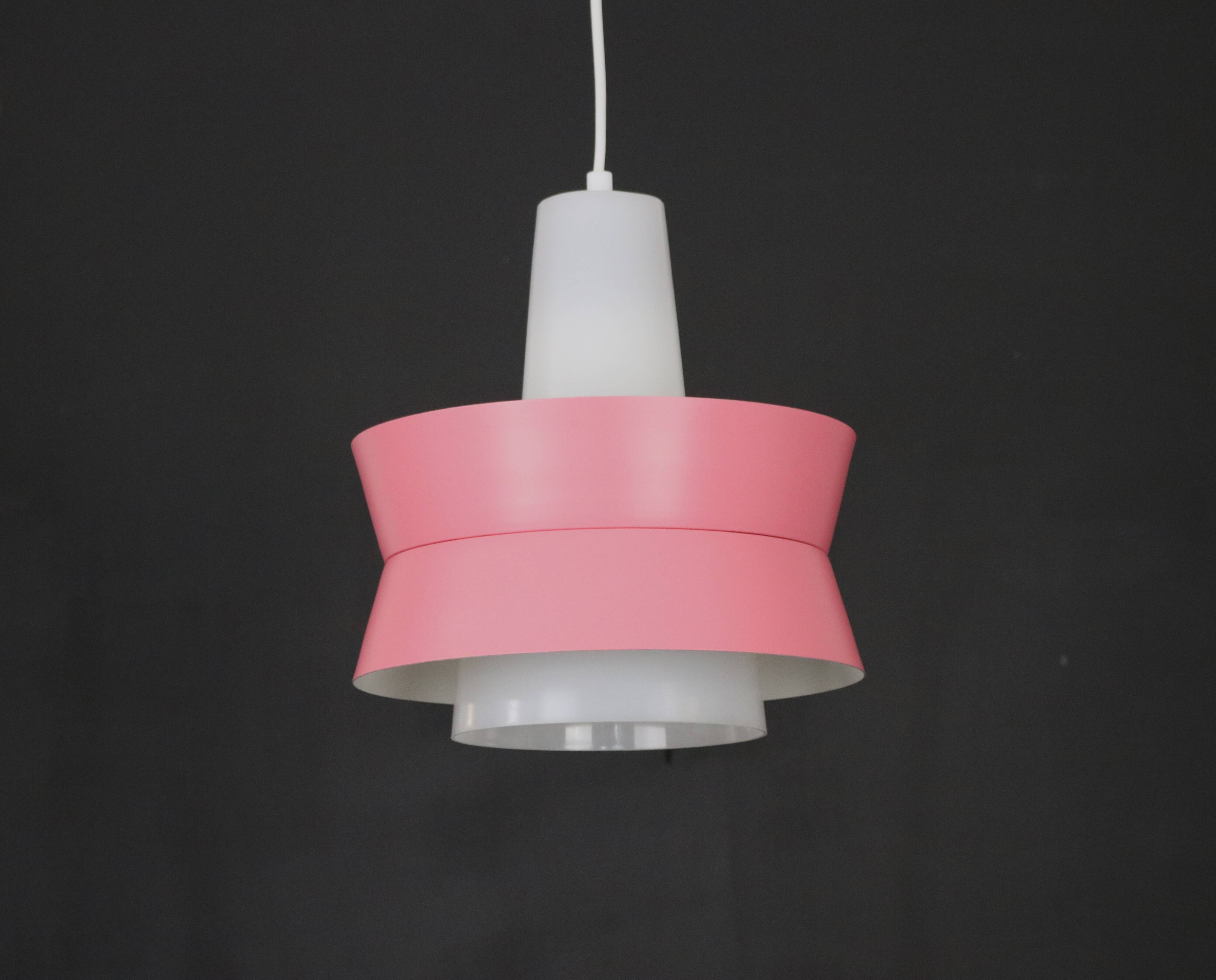 Superbe plafonnier danois rose restauré *** Design danois *** unique *** Danemark années 1970