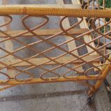 Lit de bébé en rotin années 50