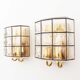 Pair of brass and glass facetted sconces by Glashutte Limburg