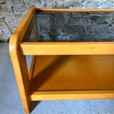 Wood and smoked glass coffee table from the 80s