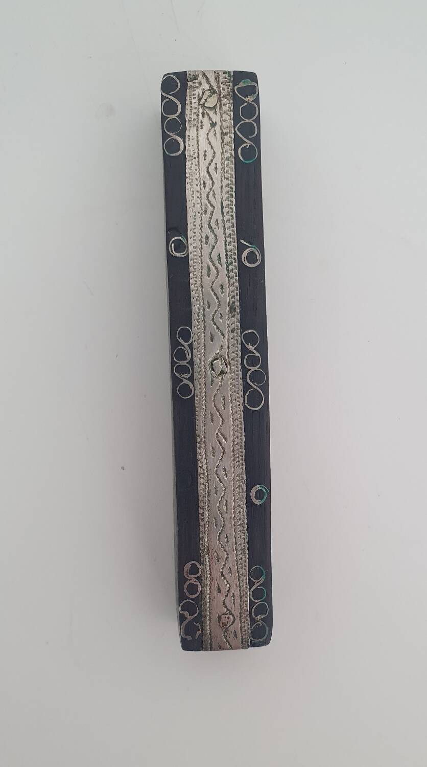 Ebony and chiseled metal knife holder set