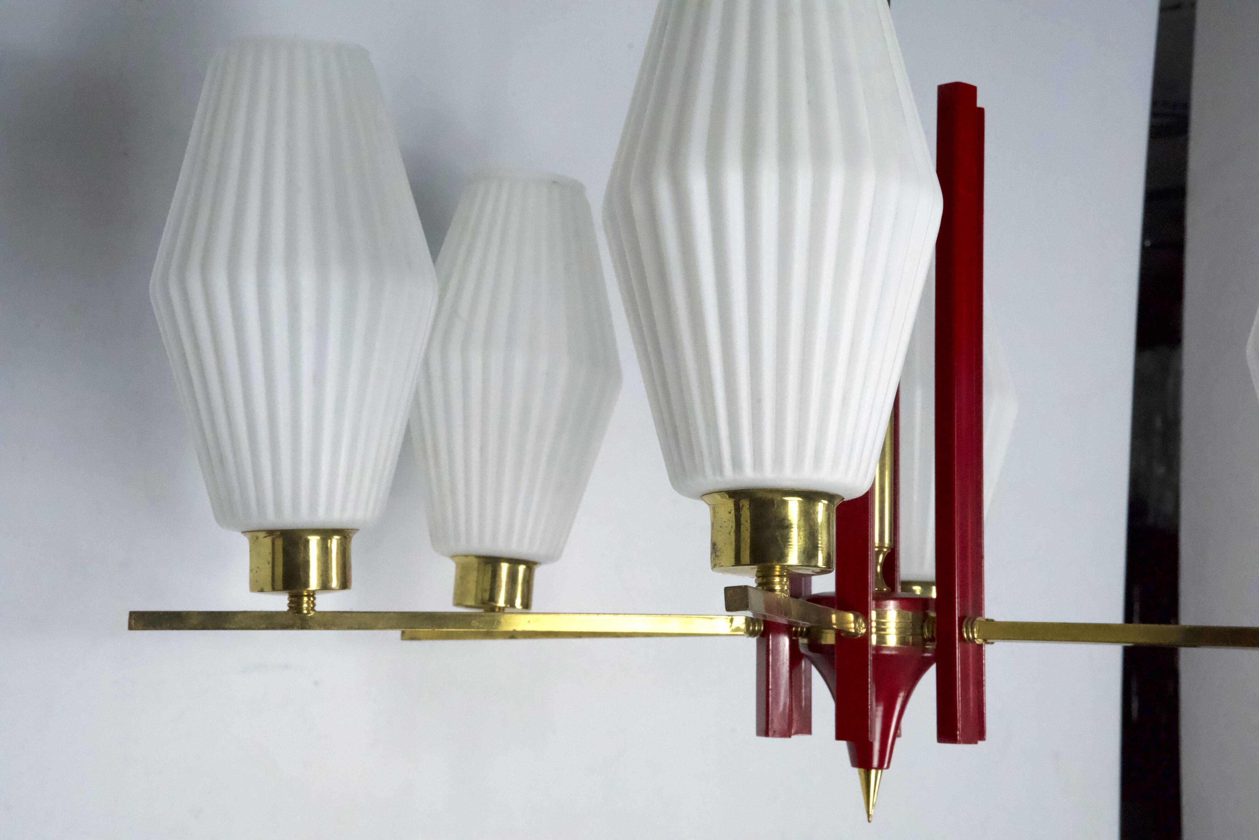 Large Mid-Century Arredoluce Monza manner chandelier. 1950s Italian design