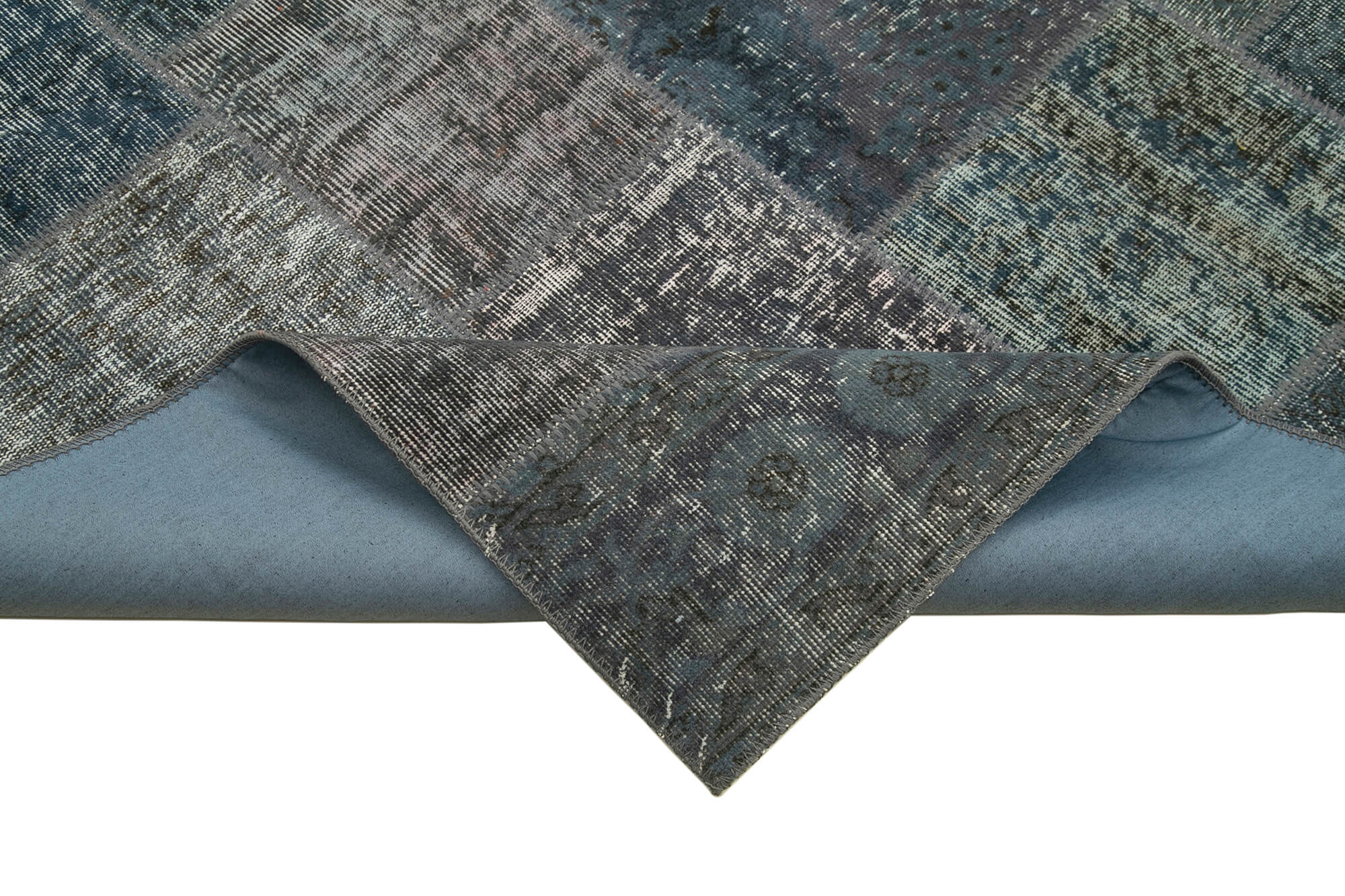 Handwoven turkish 170 cm x 242 cm grey patchwork rug