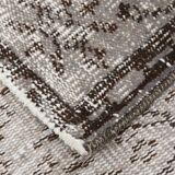 Gray & black floral turkish vintage rug