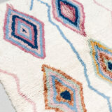 Moroccan Berber carpet azilal ecru with patterns and colored diamonds 244x161cm