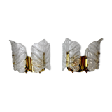Pair of wall lamps Murano Leaves, Italy, 1970