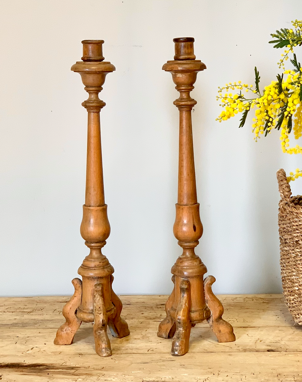 Pair of WOODEN candle holders Napoleon III