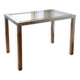 70s Design Side Table - Guy Lefèvre / Jansen - Steel & Brass