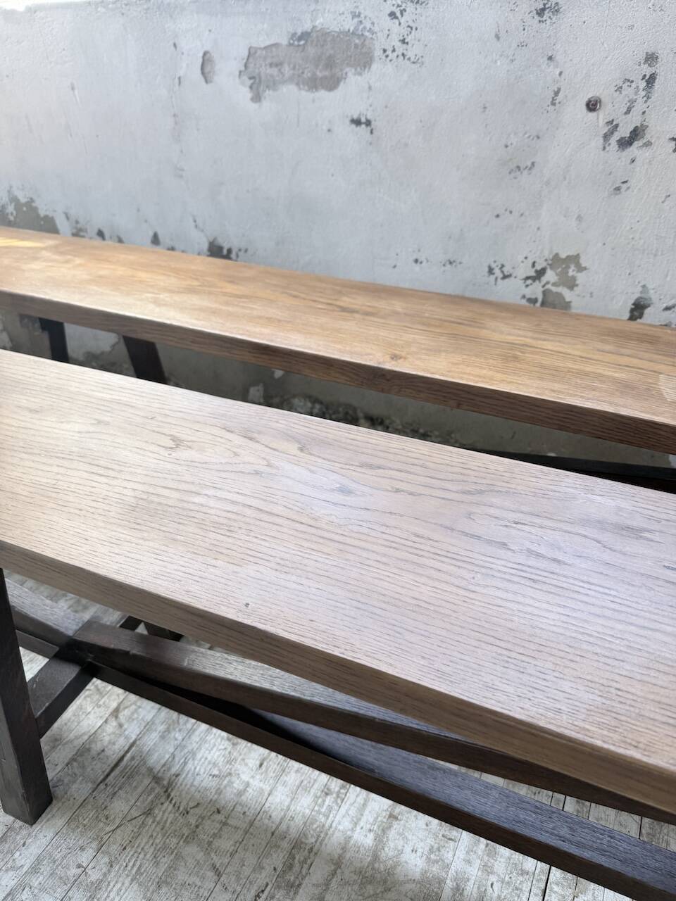 Paire de bancs de ferme chêne 4 mètres