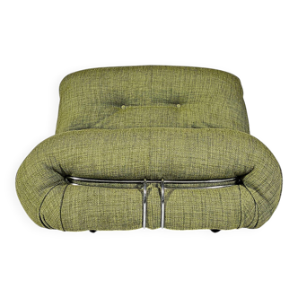 Green linen Soriana chaise longue, Afra & Tobia Scarpa, Cassina, 1970