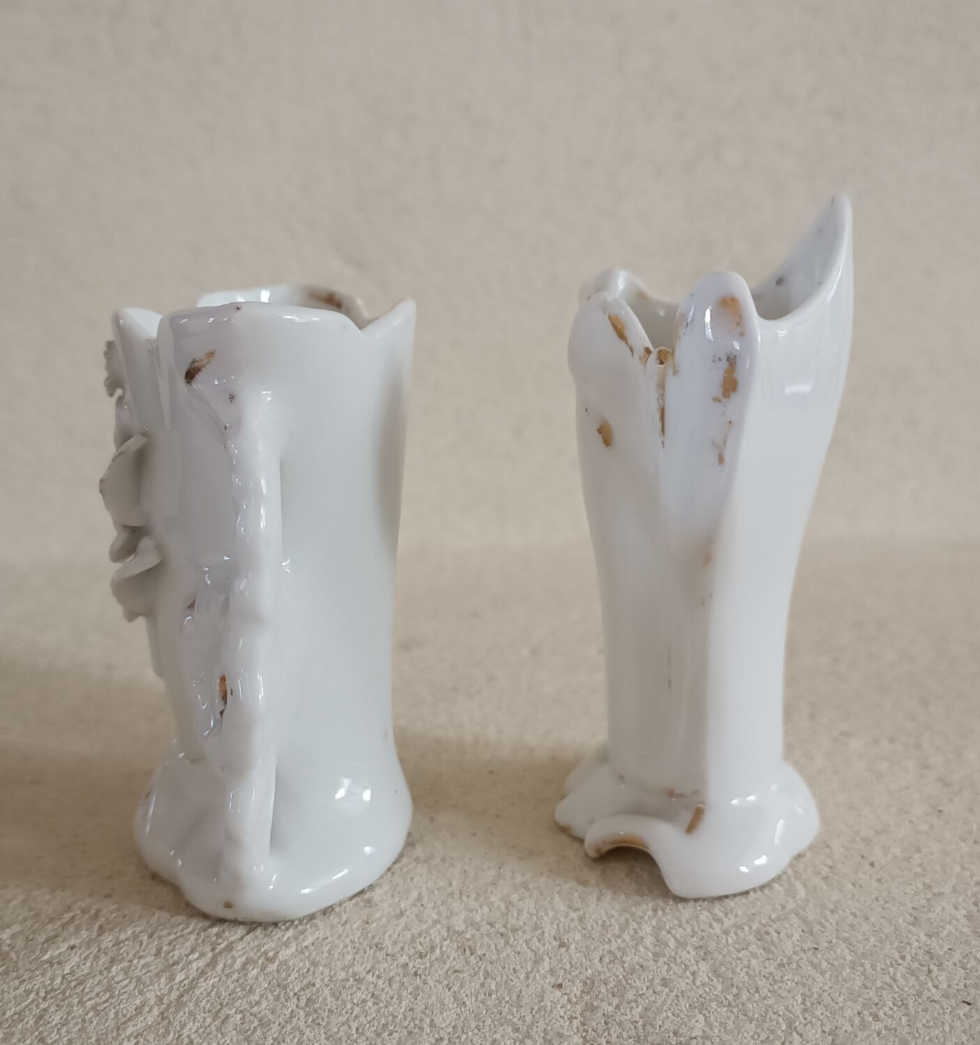 2 small bridal vases