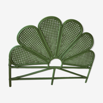 Double headboard in green rattan