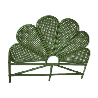 Double headboard in green rattan