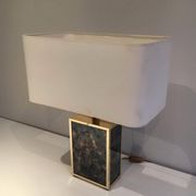 Lamp in gilded metal and stylized glass. In the style of Aldo Tura