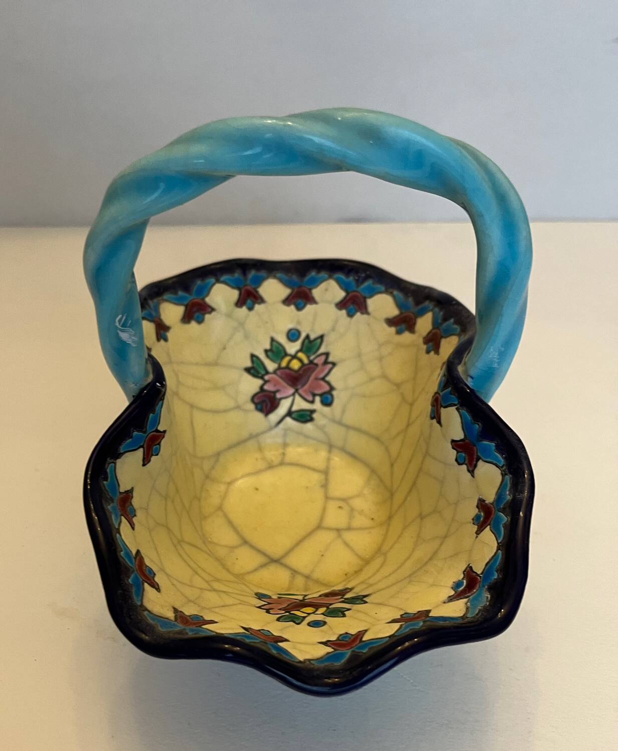 Small Longwy enamel basket