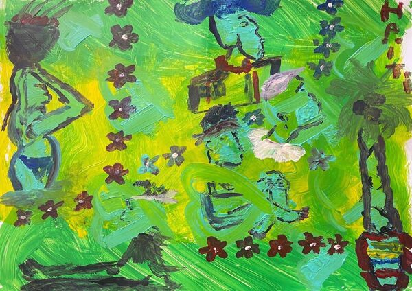 Art vaudou Blanc Haïti acrylique Vaudun Art Brut animisme