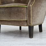 1960s, Danish armchair, original green furniture velour.