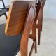 Set of 6 teak and black imitation leather chairs, Scandinavian design from the 70s vintage