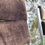 Set of 4 brown velvet zigzag chairs 1970