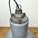 Bauhaus Grey Enamel Industrial Pendant Lamp, 1950s