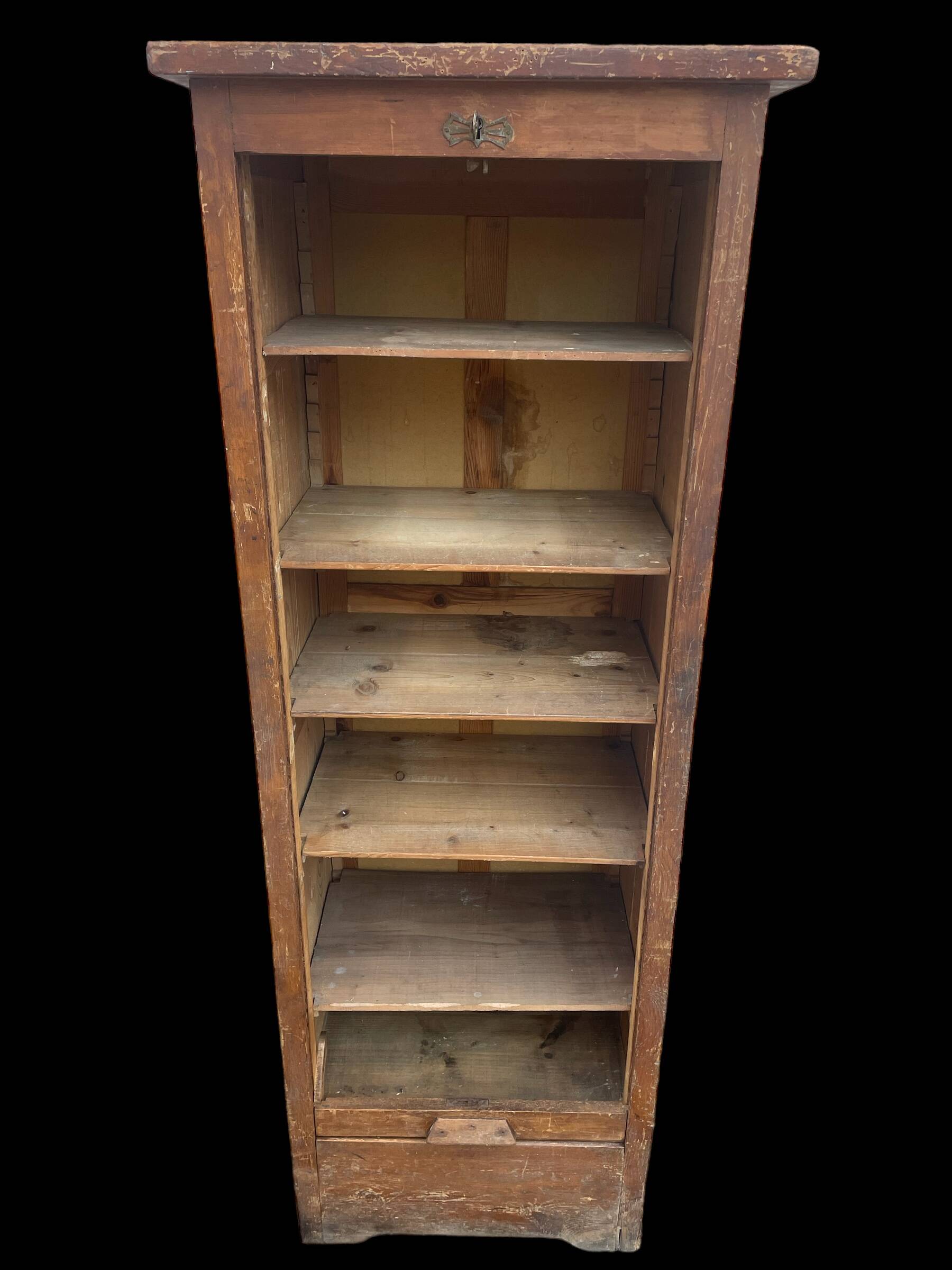 1920s fir curtain file cabinet