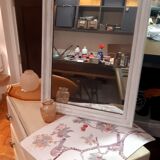 Mirror, wood, old, white patina