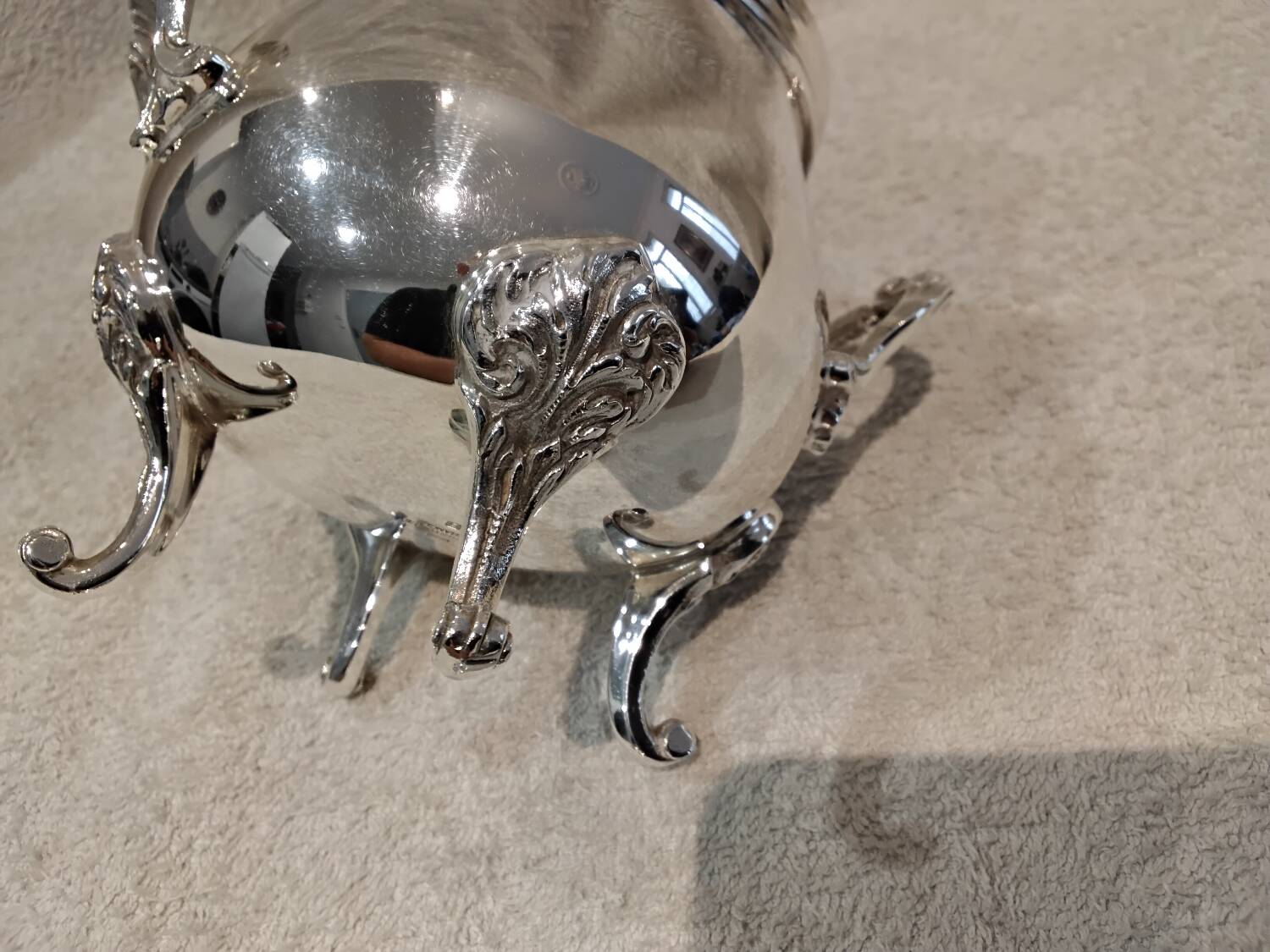 Silver-plated metal sugar bowl by Christofle silversmiths, Marly rocaille pattern