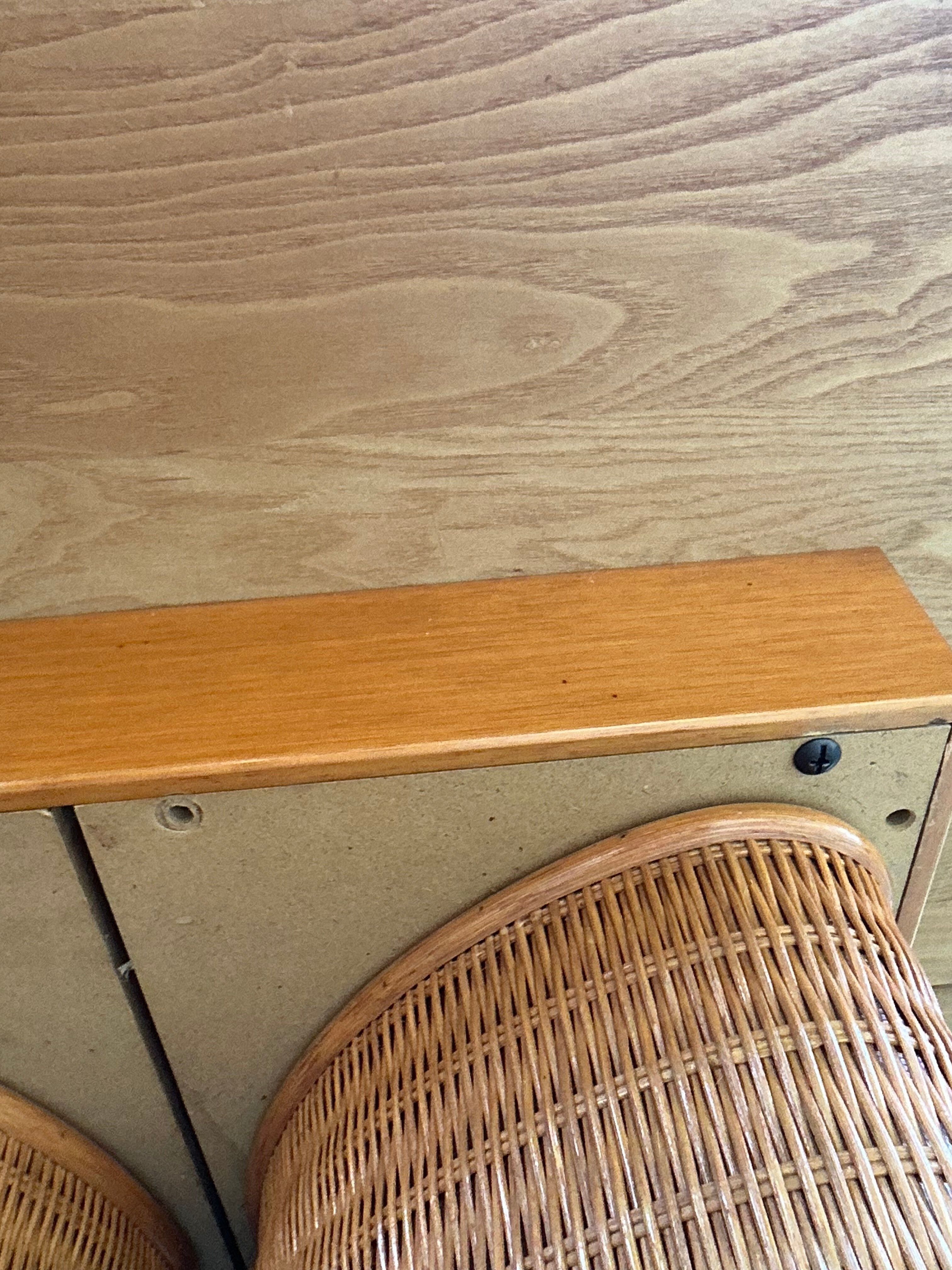 Oak/ratten table in the style of Vivai del Sud Italy, circa 1970.