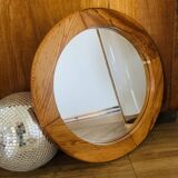 Vintage pine mirror by Glasmäster Markaryd Sweden 1970s