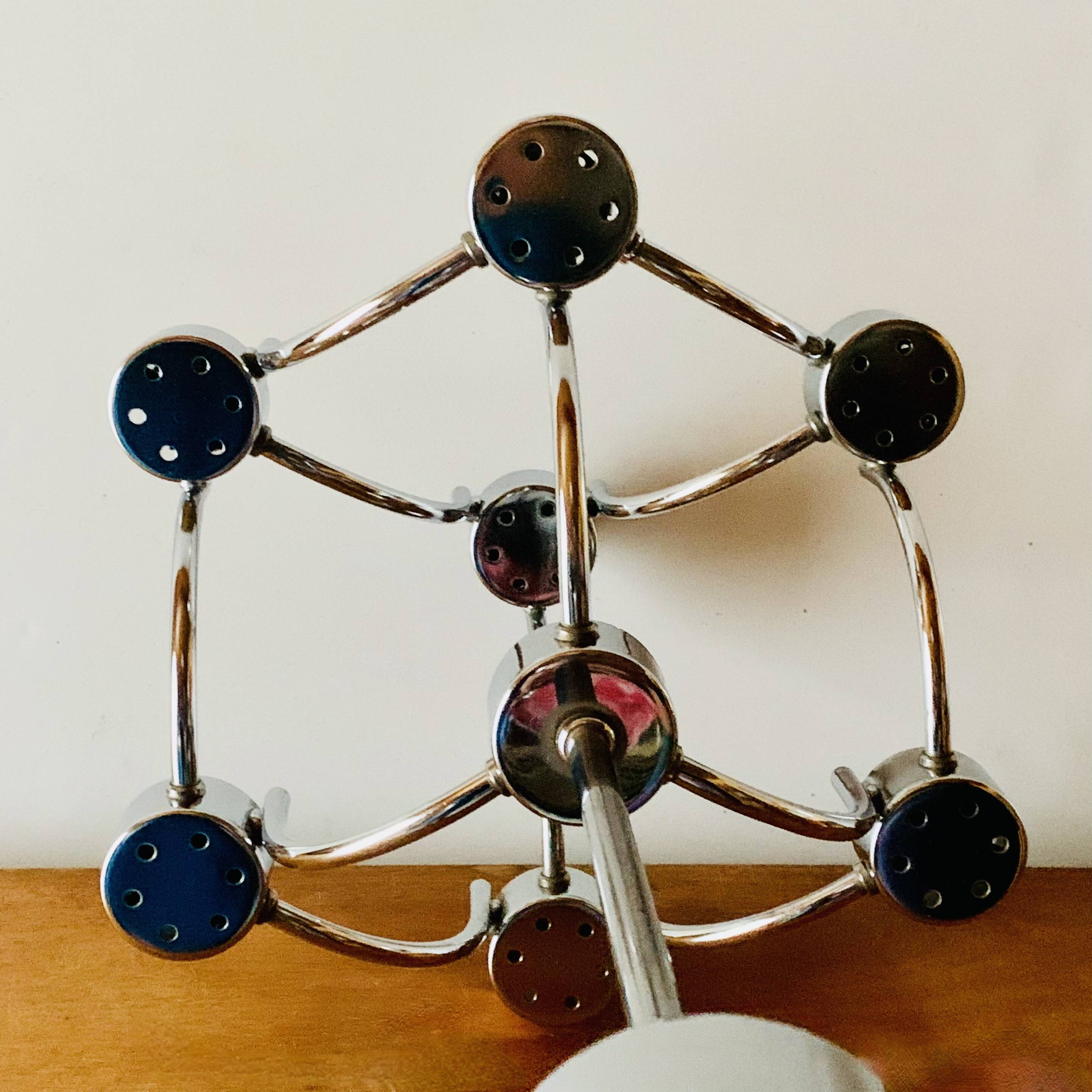 Lustre vintage en métal chromé - Space Age Design - SA Boulanger