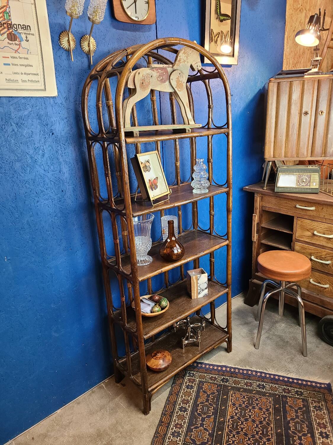 Vintage rattan shelf