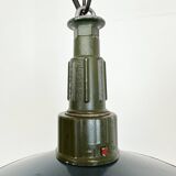 Industrial blue enamel military pendant lamp with cast aluminium top, 1960
