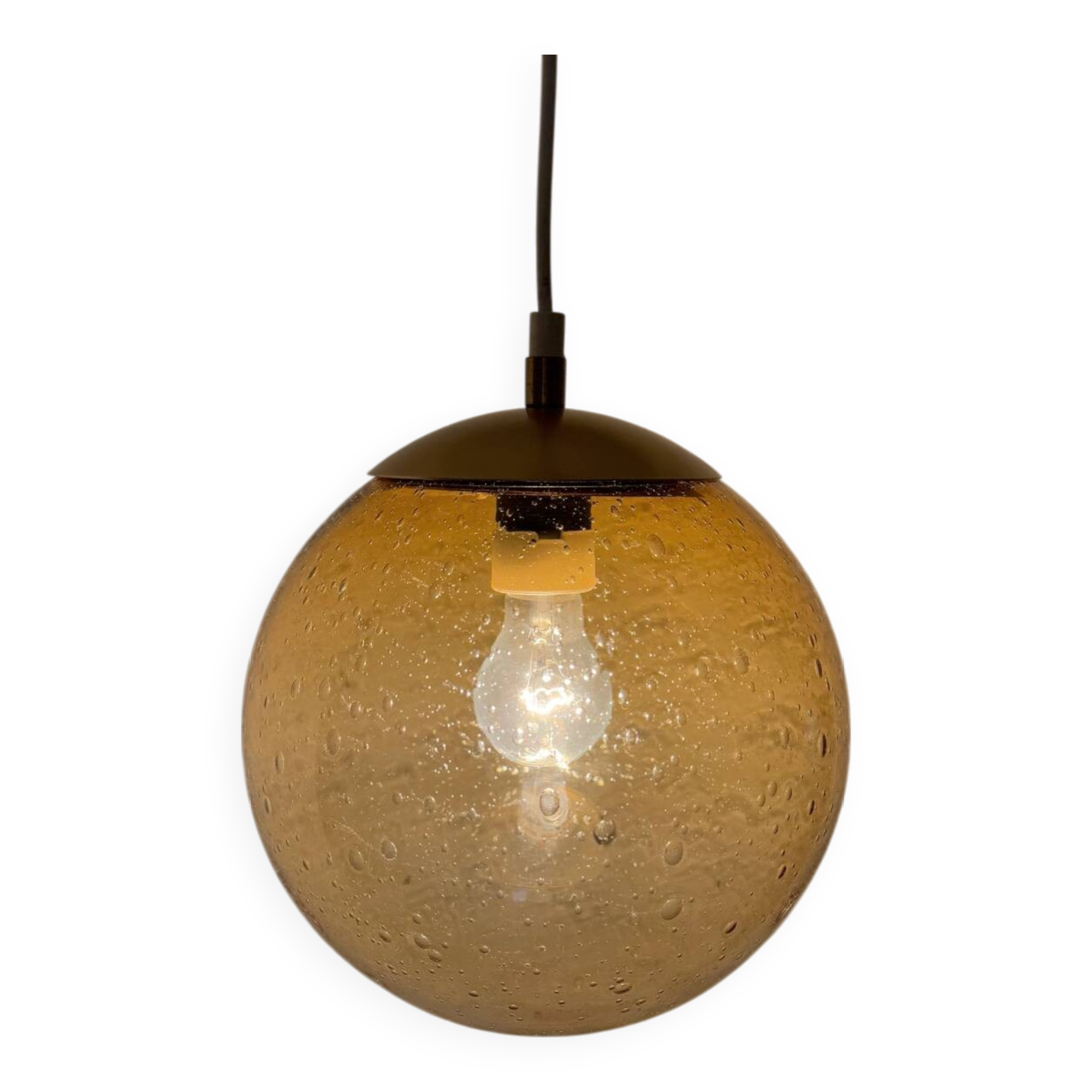 Bubbled amber glass chandelier from the 70s
