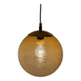 Bubbled amber glass chandelier from the 70s