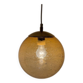 Bubbled amber glass chandelier from the 70s