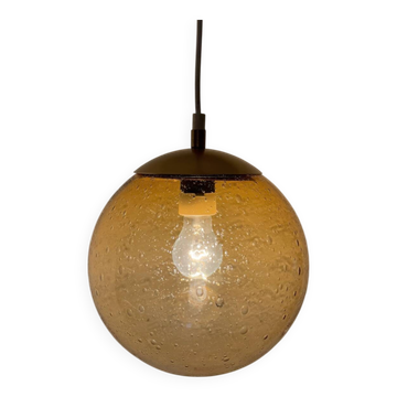 Lustre verre ambré bullé années 70