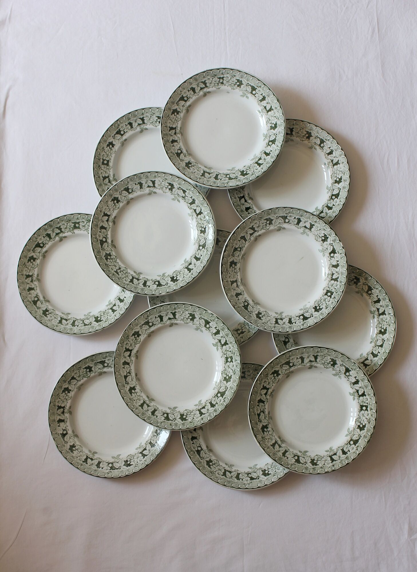 12 flat plates in iron earth model "Mulberry" Saint Amand and Hamage early twentieth century