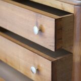 Superb asymmetrical wardrobe in solid walnut, forming a dressing table