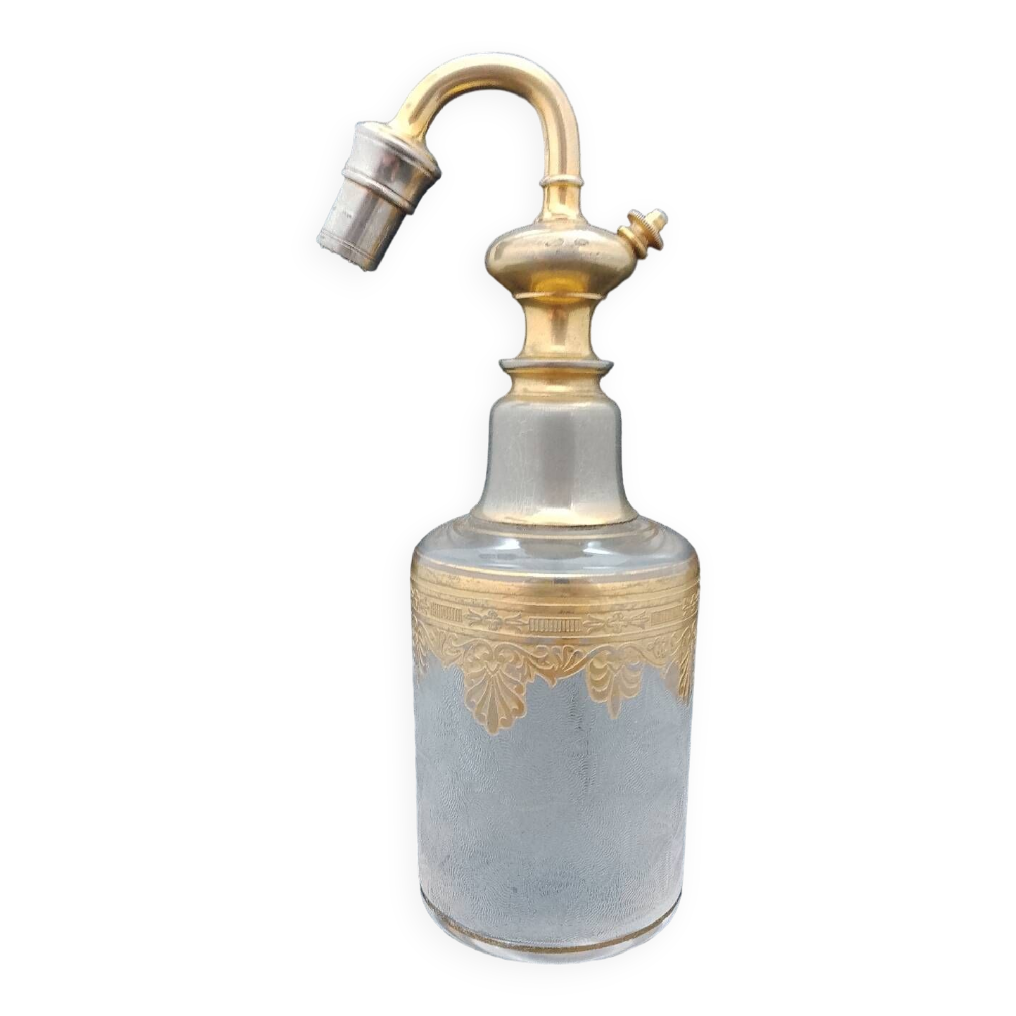 Saint louis baccarat spray in frosted crystal and gilding perfume bottle 1900