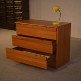 Chest of drawers in elm and elm veneer produced by SIMAT in the 1960s