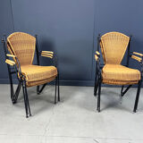 Wicker chairs by Frederick Weinberg, 1960s, set of 6