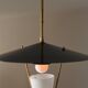 Suspension italienne en laiton et émail noir, attribuée à Stilnovo, années 1950